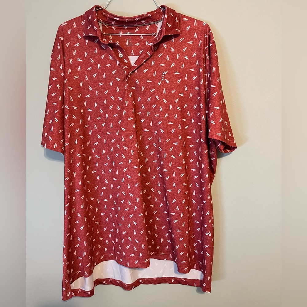 johnnie-O Red and White Polo